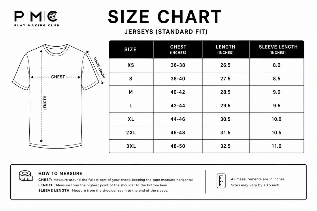 Football Jersey Size Guide India: S to 2XL, Fan & Player