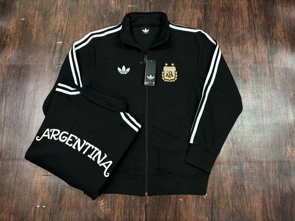 Argentina Black Cotton Fleece Zipper