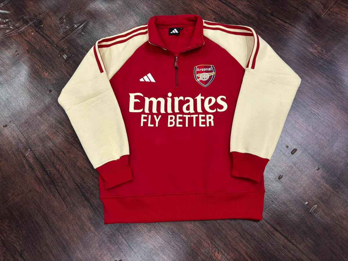 Arsenal FC Red Cotton Fleece Half-Zip