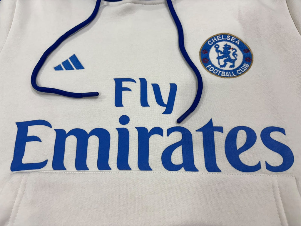 Chelsea FC White Cotton Fleece Hoodie