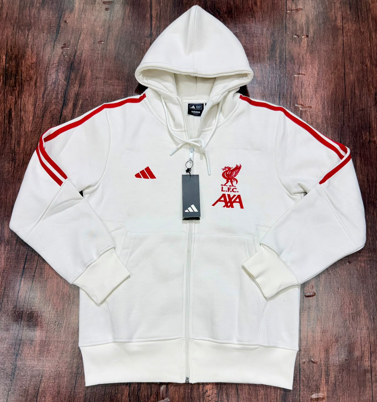 Liverpool FC 2025-26 White Hooded Zipper (Fan Version)