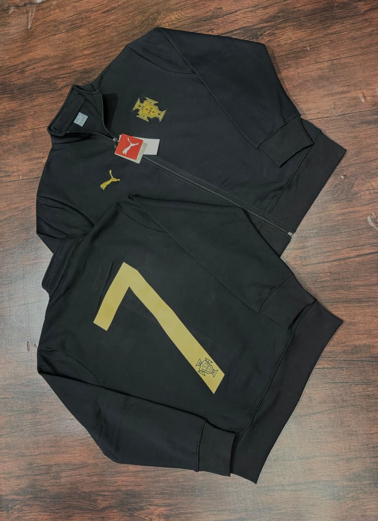 Portugal Black Ronaldo #7 Zipper (Fan Version)